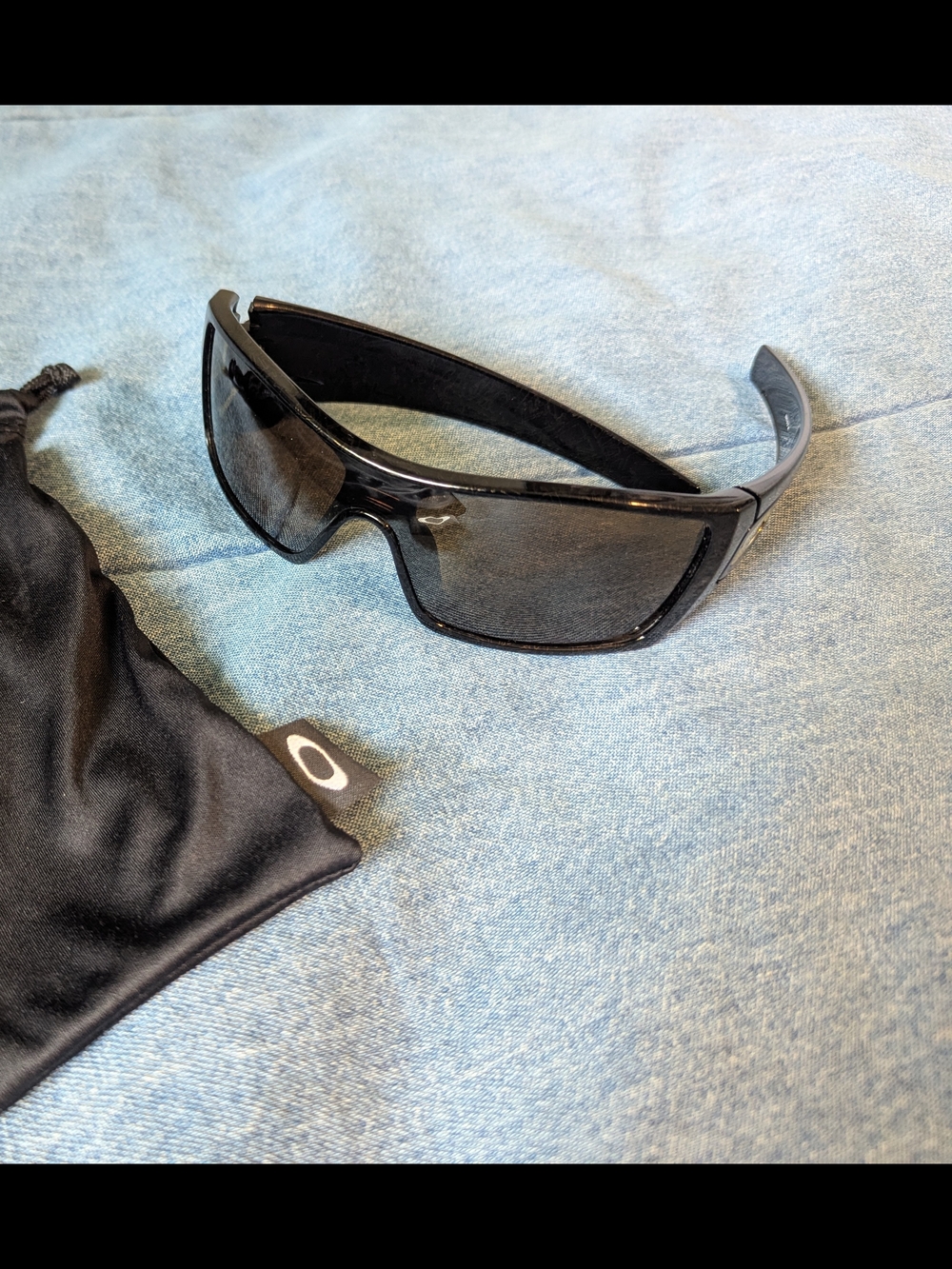 Oakley Batwolf Polarized Ghost Text Sunglasses Black Gold Tungsten Iridium Lens